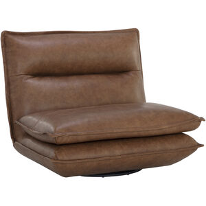 Colson Cognac Leather Swivel Armless Chair, Swivel